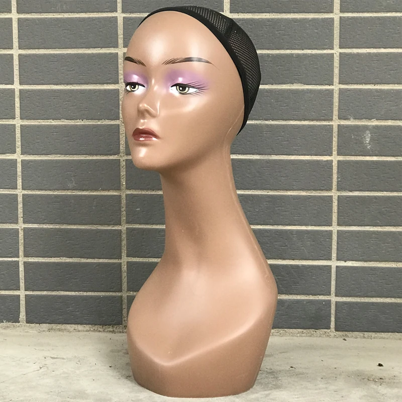 Long Neck Type Black Women Female Mannequin Head Model Without Ears Wig