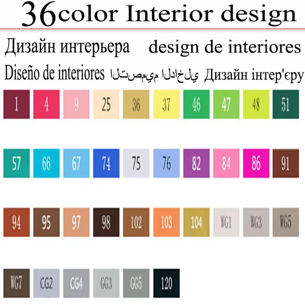 30/40/60/80/168 Цвета художника двойной головой спирт Маркер Набор ручек для рисования манга графическое оформление школьных рисунков, принадлежности для художественных эскизов - Цвет: 36 Interior design