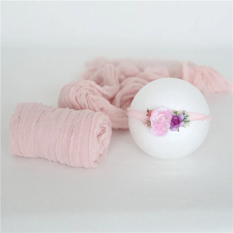 

Newborn Baby Pink Cheesecloth Wrap Photography Props Layer Fabric Baby Guze Cotton Cheese Cloth Swaddle Blanket Photo Props