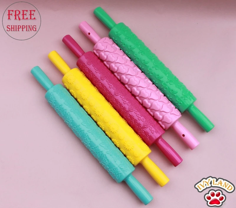 Free Shipping,New 2pcs,Colorful Fondant Rolling Pins,39cmin Rolling