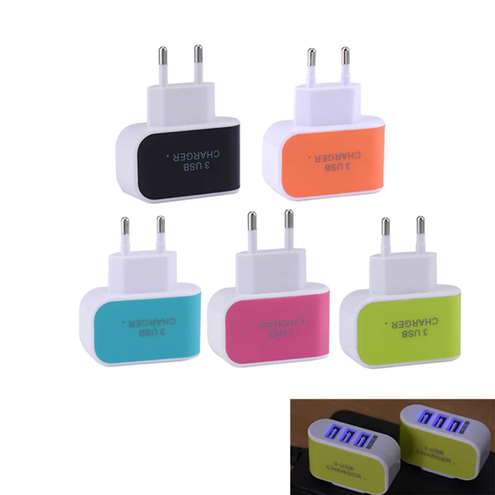 5V 2A 3 USB Ports Charger EU Plug adapter Wall Charger EU Travel Charger Universal Mobile Phone Tablet Carregador EU  Standard