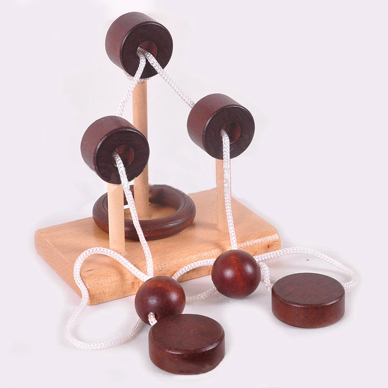 Wooden Unlock Woes Ring Logic Puzzle Burr Puzzles Brain Intellectual Toyin Puzzles from Toys