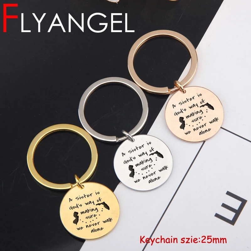 FLYANGEL новый модный дистанционный брелок Выгравированный брелок сестренка-это Божий способ убедиться в лучших подарках сестры