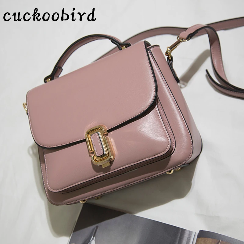 

Cuckoobird Solid Genuine Leather Women's shoulder Bag Handbags Fashion Female Messenger Bag Crossbody Bag For Girls Flap Bags