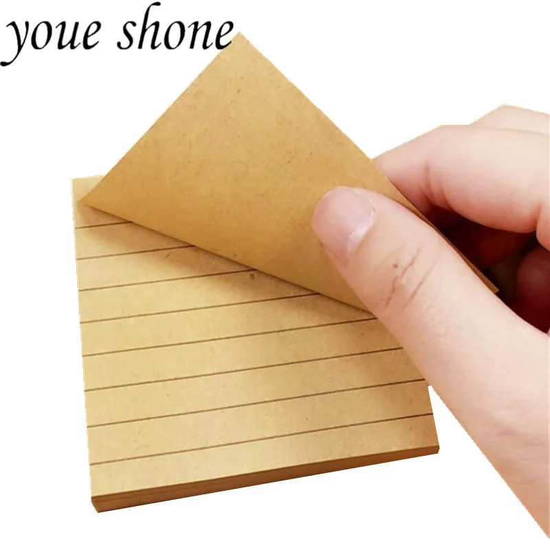

1pcs=80sheet Simple Kraft Paper Memo Pads Sticky Note Square Transverse Line Message Notebook Convenience YOUE SHONE