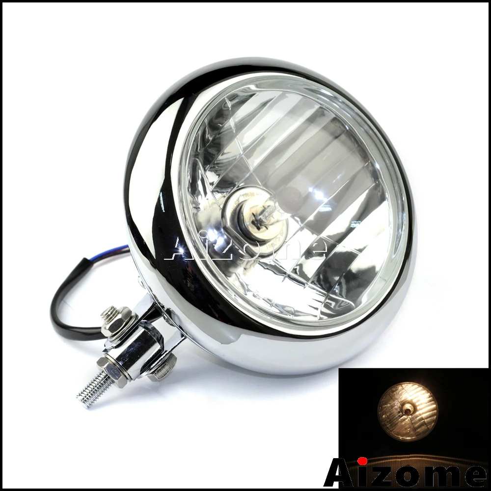 6.5/" Chrome Headlamp Headlight Assembly Harley Springer Bobber Chopper Custom