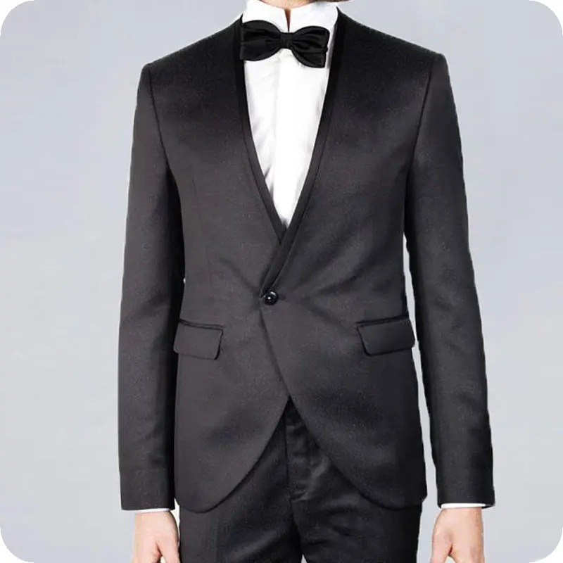 

Vintage Black Mens Suits Smart Casual Business Slim Fit Wedding Tuxedos Groom Wear Ternos 2 Piece Jacket Pants Costume Homme