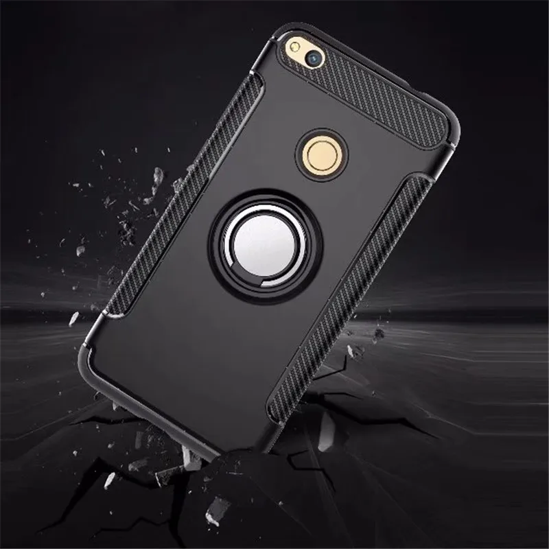 

Anti-knock Soft Silicone PC Back Cover Cases For Huawei P9 Lite 2017 / P8 Lite 2017 Mobile Phone Case With Ring Bracket