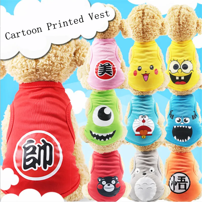 

Cheap Small Dog Clothes Summer Spring 17 Cartoon Styles Pet Dog Cat Shirt Cute Yorkshire Terrier T-shirt Breathable Pet Vest