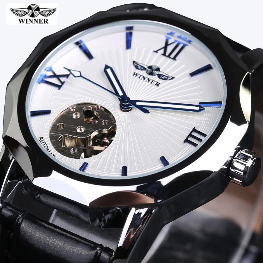Winner Blue Ocean Geometry Design Transparent Skeleton Dial Men Watch Top Brand Luxury Automatic Fashion Mechanical Watch Clock Winner Blue Ocean Geometry Design Transparent Skeleton Dial Men Watch Top Brand Luxury Automatic Fashion Mechanical Watch Clock