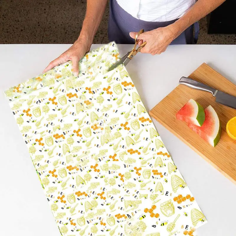 Reusable Food Wraps Sustainable Plastic Wrap Free Food Storage Organic Beeswax Wrap Cloth Sealer Kitchen Tools