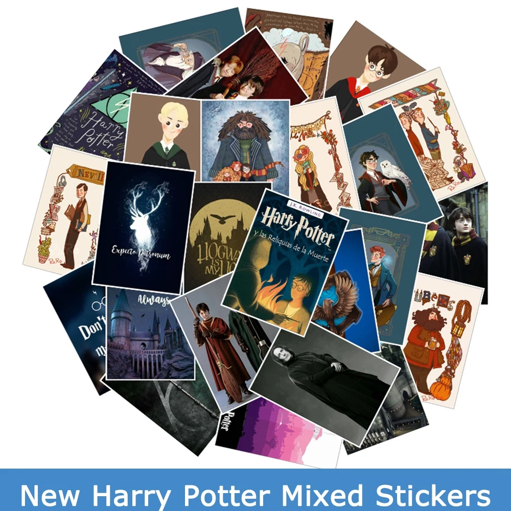 

25Pcs Harry Potter Cartoon Stickers Cute Kids Toy Stickers For Luggage Fridge Laptop Guitar Phone Waterproof Sticker and Decals