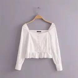 2018 летняя мода вышивка кружева полые в виде листка лотоса короткая рубашка женская
