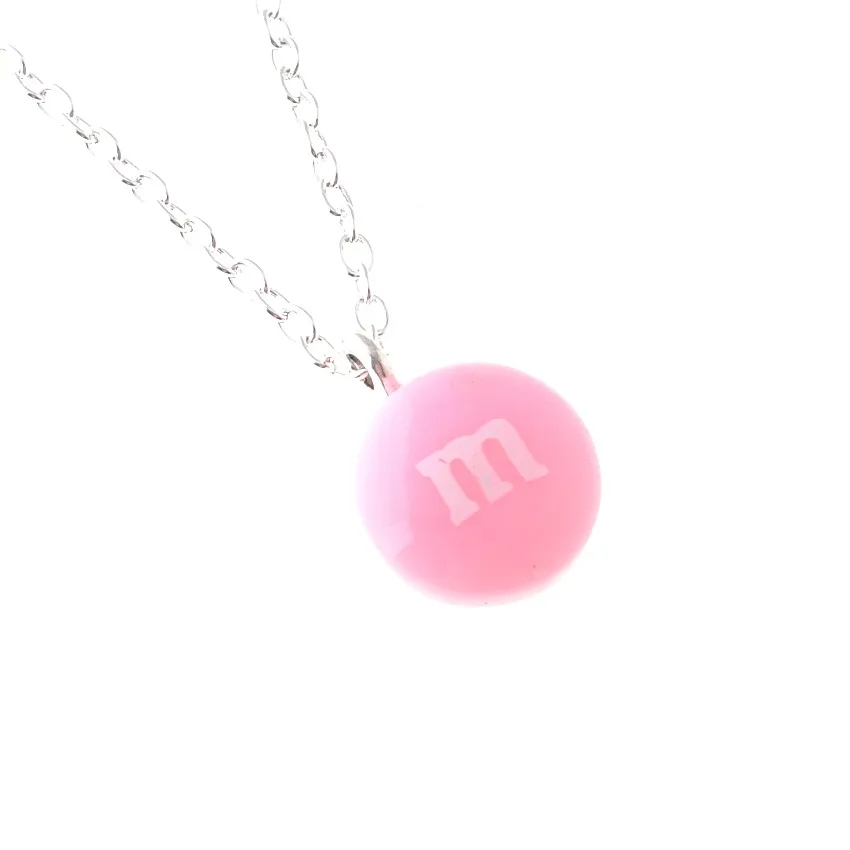 2 шт Конфета буква М смола кулон ожерелье 1" милый сладкий подарок b0024 - Окраска металла: pink