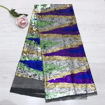 

Latest Multicolor Tulle Lace Fabric, African Sequins Lace Fabric, Latest African Laces 2019 With Sequins For Women Men Dress