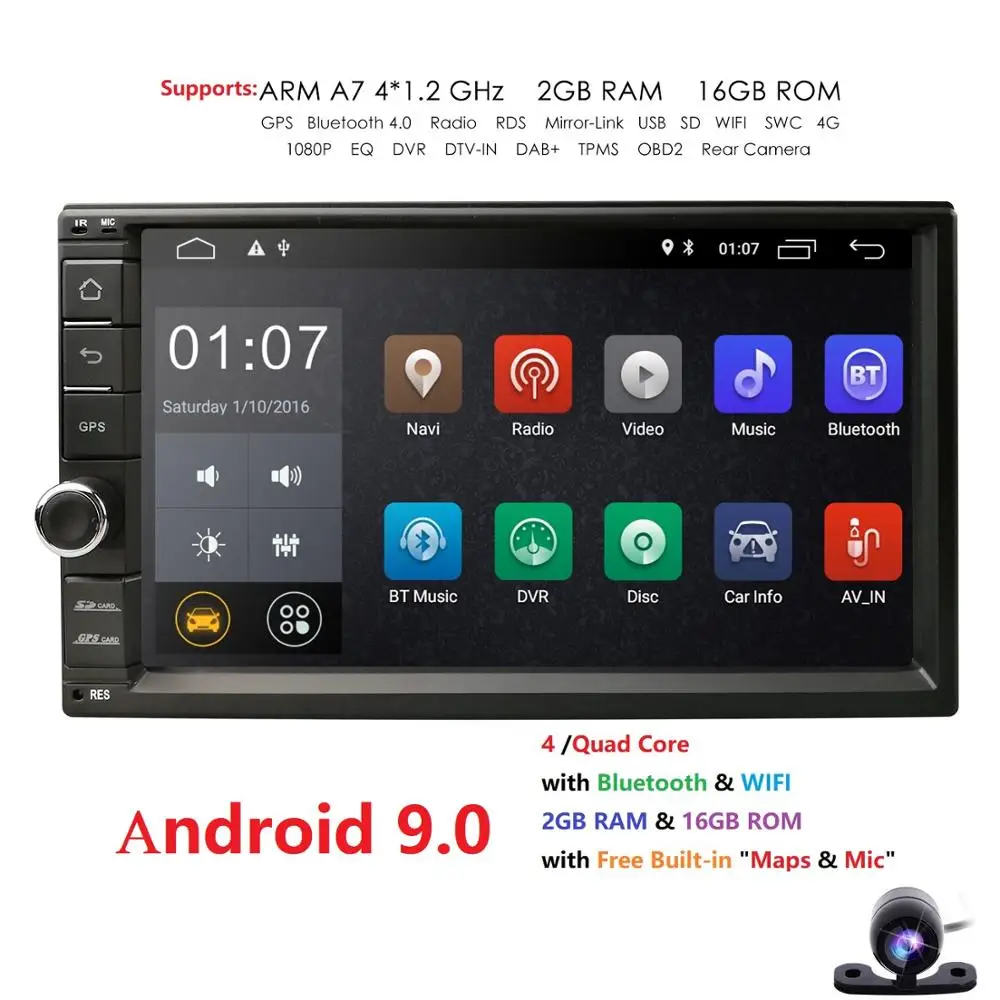 Standard Double 2 Din Android 9.0 In Dash Car Stereo Radio GPS