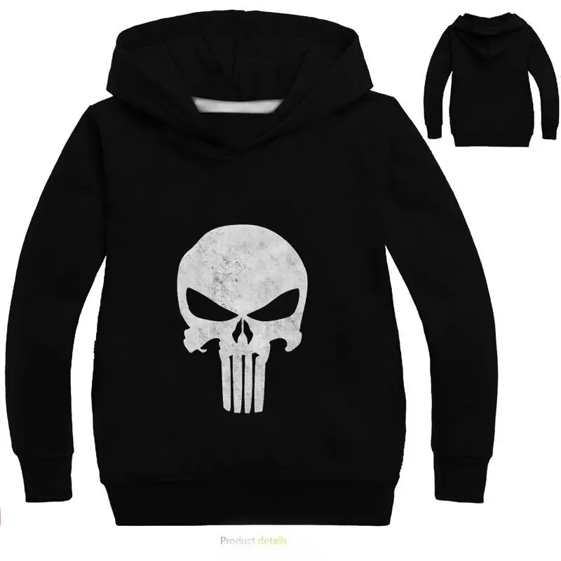 

2-14Y Kids Boys Hoodies Skull Theme Sweatshirts Baby Girls Hoodie Outwear&Coat Teenagers Cartoon Tops Casual Sport Wear Hip Hop
