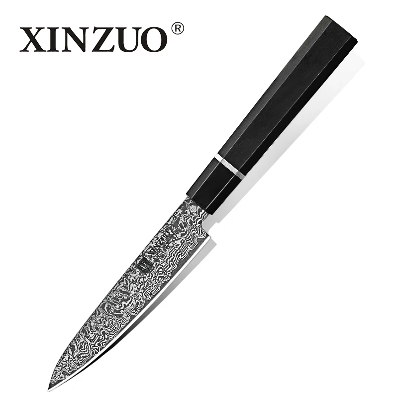 

XINZUO 5'' inch Damascus Steel Utility Knife Stainless Steel Ultra Sharp Blade Dropshipping Stainless Steel Paring Knives Gift