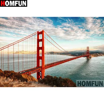 

HOMFUN Full Square/Round Drill 5D DIY Diamond Painting "Bridge scenery" 3D Embroidery Cross Stitch 5D Home Decor Gift A17335