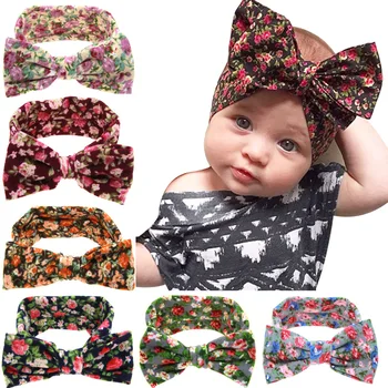 

1 Piece MAYA STEPAN Children Girls Print Fowers Bow Rabbit Ears Head Hair Band Baby Newborn Hair Rope Headband Headwear Headwrap