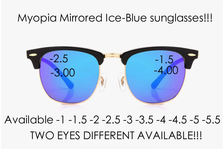 

2019 =clara Vida= Men New Concept Ice Mirrored Real Polarized Polaroid Myopia Prescription Sunglasses -1 -1.5 - 2- 2.5 -3 -3.5