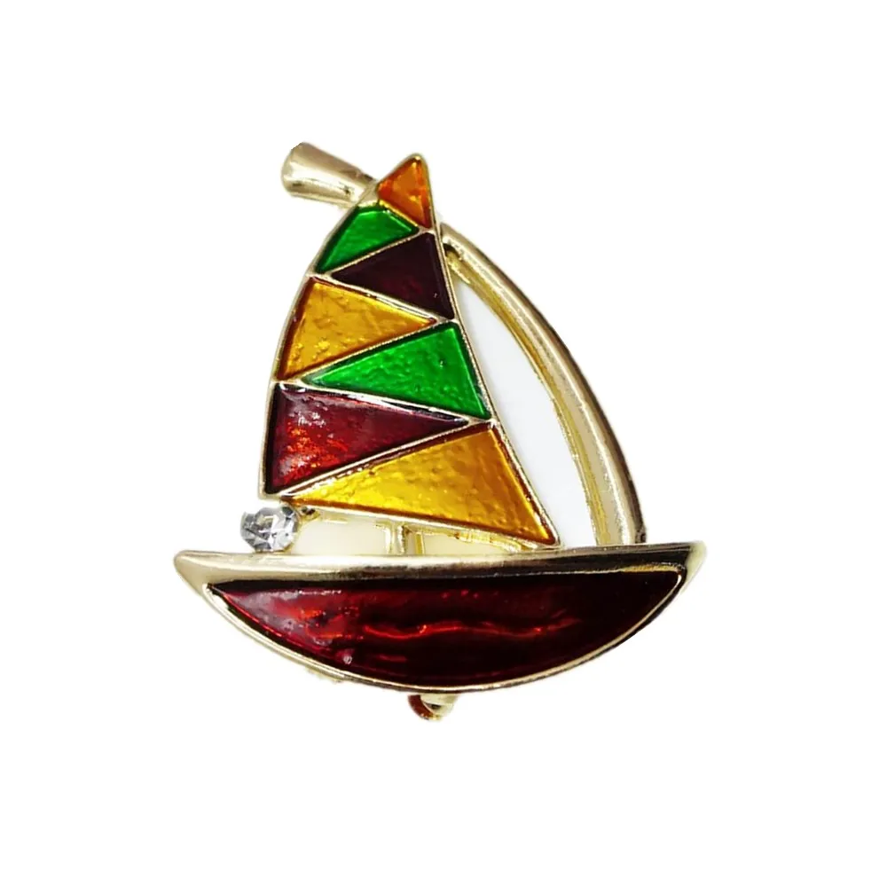 

New Enamel Brooches Women Men Fashion Sail Boat Brooch Wedding Party Clothes Accessories Corsage Collar Pins Sweater Clips