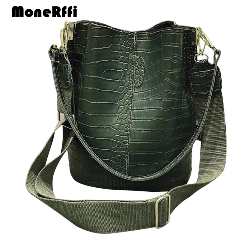 

MoneRffi Large Capacity Alligator Bucket Bags Women Crocodile Pattern Handbag Casual Crocodile Shoulder Messenger Bags PU Purse