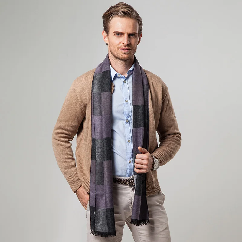 YOUHAN модные европейские шарфы мужские новые зимние теплый кашемировый шарф мужские деловые шарфы в клетку - Цвет: color2