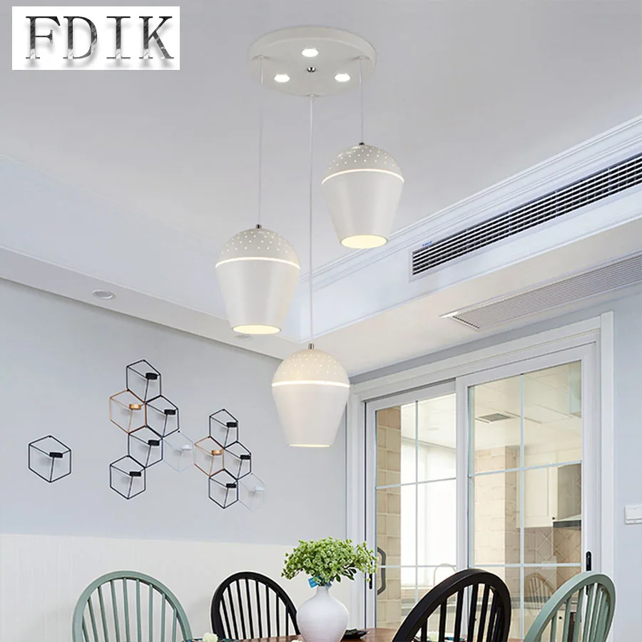 

Nordic Post modern Dining room Bar counter LED Pendant Lights Personality Macaron Colorful three heads Pendant lamp Living room