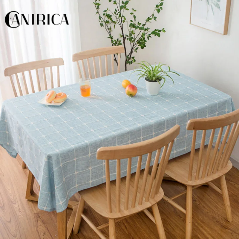 

CANIRICA Tablecloth Unique Linen Stripe Design Modern Style Fabric Table cloth Kitchen Decor Concise Rectangular table cover