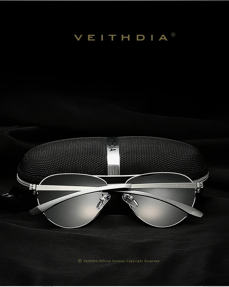 VEITHDIA, модные, брендовые, дизайнерские, алюминиевые, магниевые, для вождения, солнцезащитные очки, поляризационные, зеркальные линзы, мужские очки, солнцезащитные очки для мужчин, 3801