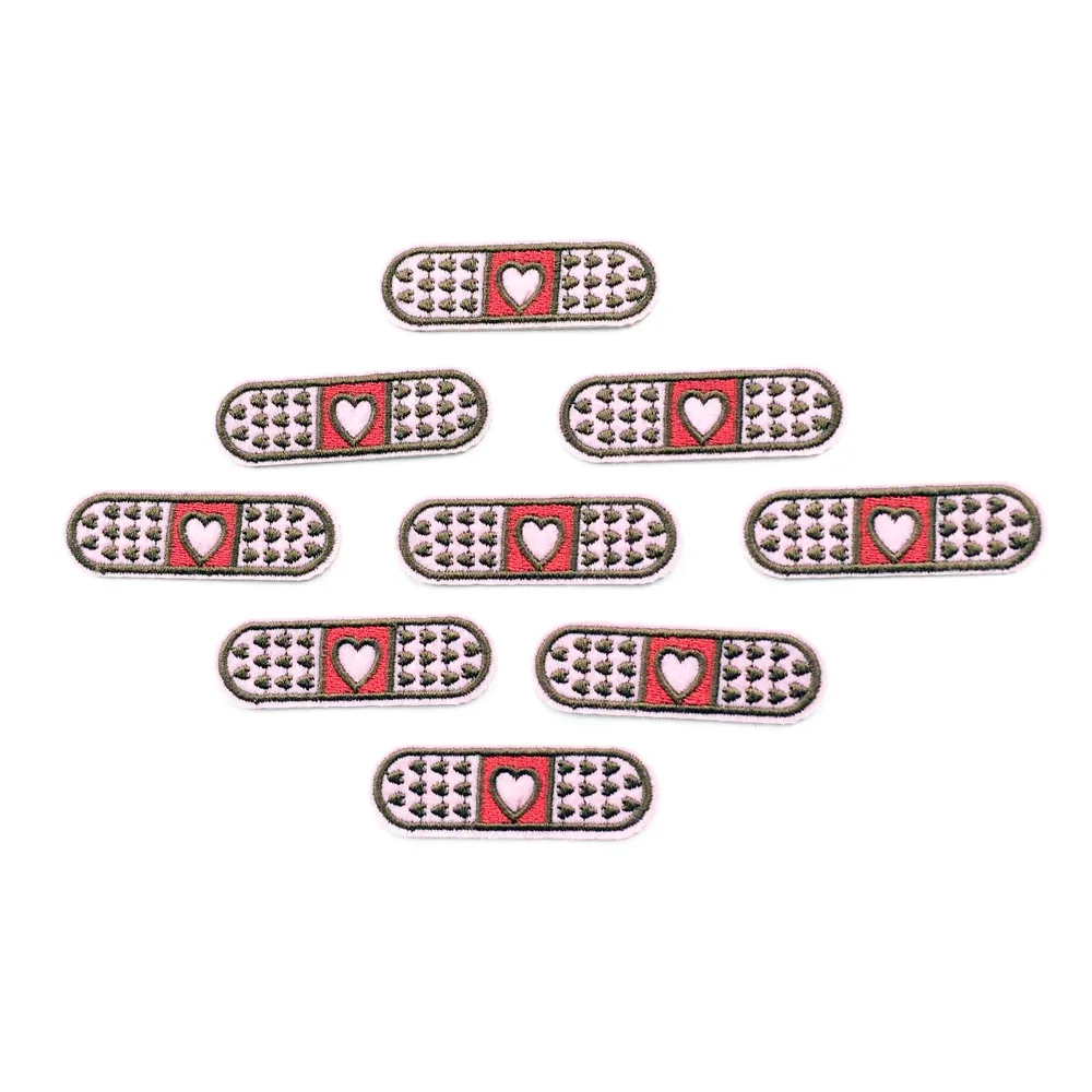 

2.2*7cm Band-aid Embroidered Iron On Patches For Clothing Embroidery Appliques For Garment Iron On Stickers Sewing Badges 10Pcs