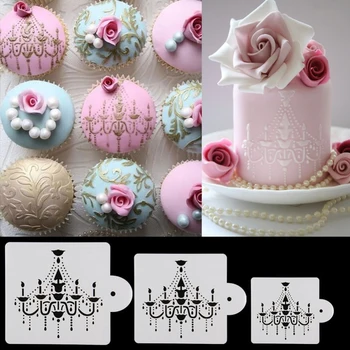

3Pcs/set Newest Fondant Sugarcraft Side Border Stencils Border Decoration Birthday Party Kitchen Cake Stencil Accessories