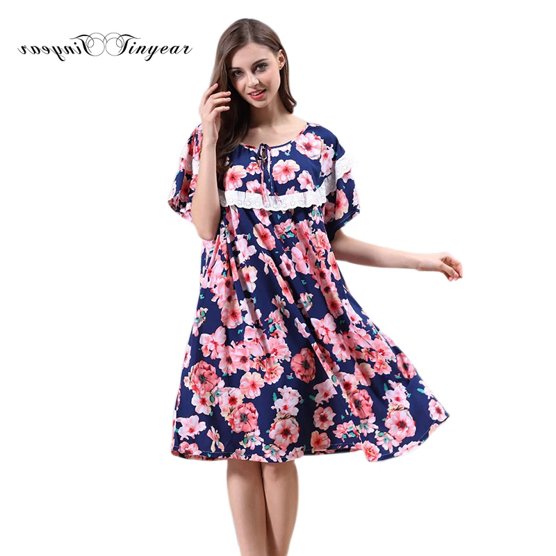 Tinyear 2017 Brand Large Cotton Summer Nightgowns Mothers Gift