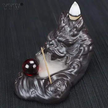 

Dragon Incense Burner Backflow Cones Incense Stick Cone Holder Waterfall Censer Oud Incenso With Red Beads Creative Home Decor
