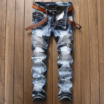 

Vaqueros Hombre European Style Luxury Jeans Ripped Hole Jeans Male Slim Fit Straight Denim Men Designer Patchwork Jeans Homme