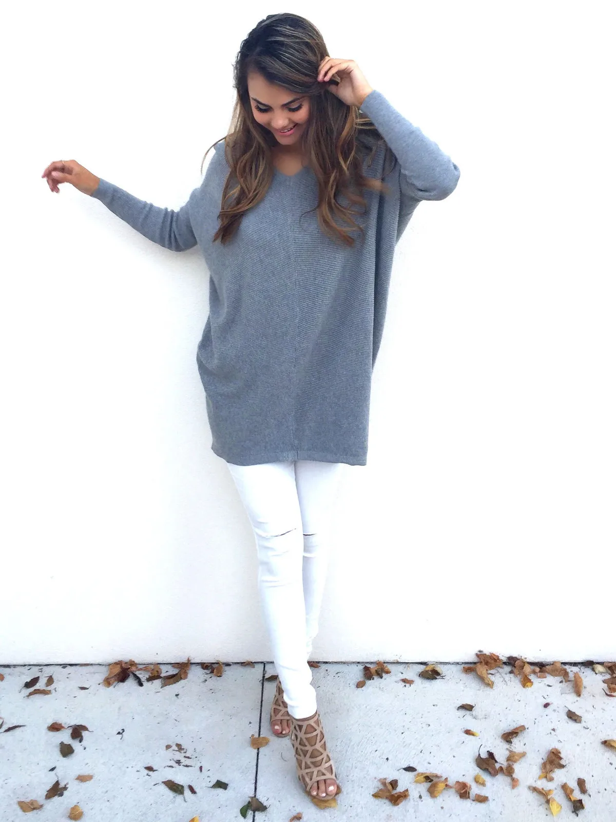 SheeYon Solid Color Casual Women Pullover Long Sweater