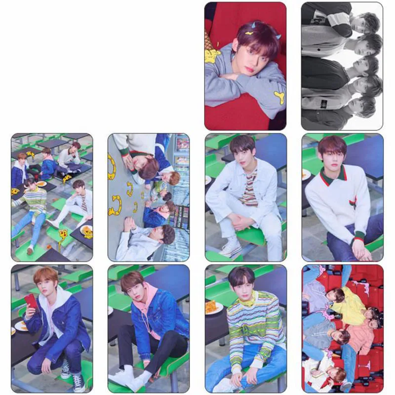 

10Pcs/Pack K-POP TXT 2019 New Fashion Photo Version For Student Crystal Card PVC Crystal Card Stickers Stationery