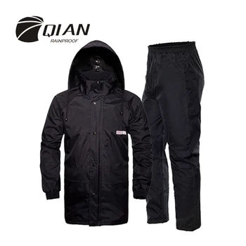 

QIAN RAINPROOF Professional Outdoor Raincoat Hidden Rainhat Thicker Mesh Lining Safety Reflective Tape Design Super Rainsuit