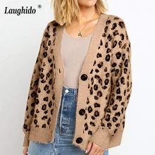 Missufe однобортные сексуальные свитера для женщин повседневные мягкие теплые Джемперы Леопардовый карман вязаный свитер винтажная женская одежда