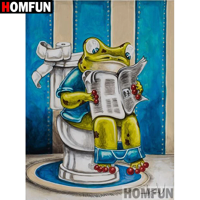 

HOMFUN 5D DIY Diamond Painting Full Square/Round Drill "Toilet frog" 3D Embroidery Cross Stitch gift Home Decor A00604