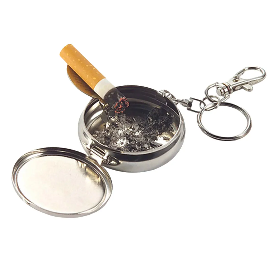 Ashtray Outdoors Round Cigarette Keychain Portable Ashtrays Stainless