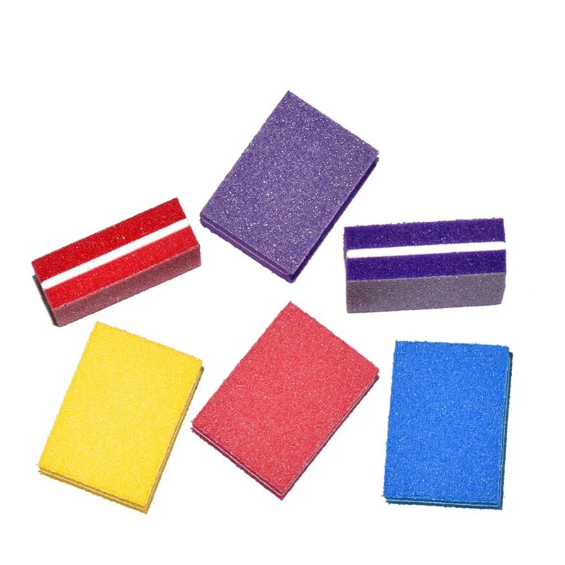 

wholesale Professional 100pcs Nails Buffer File Mix Color Sanding Spong Nail Files Art Tips Manicure sets Nail Polishing Block