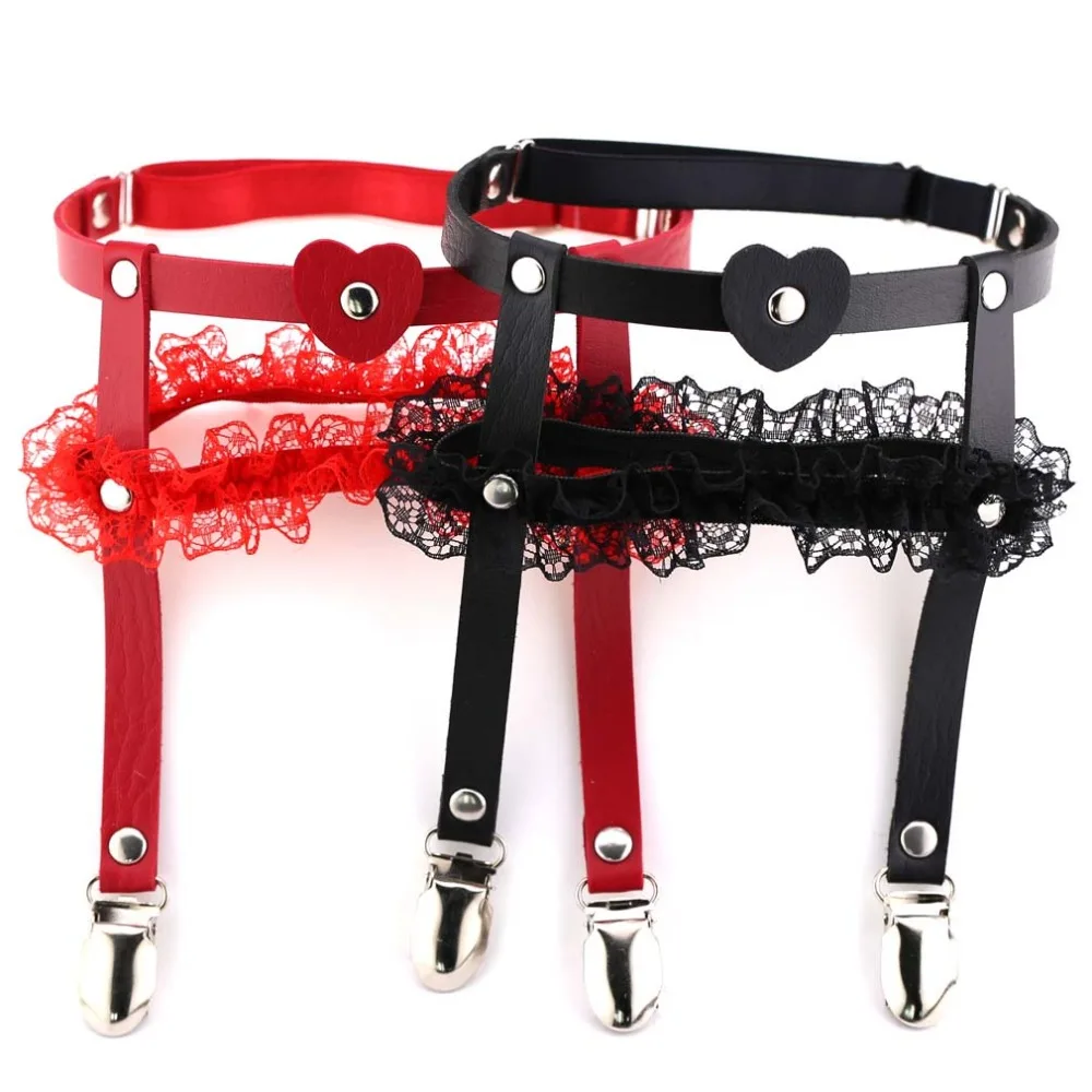 Пояс для чулок свадебный кружевной с заклепками в форме сердца|accessories leg|legs