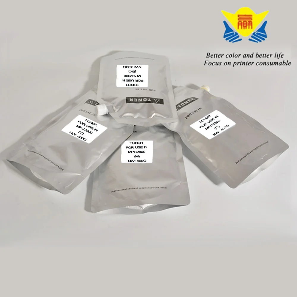 

JIANYINGCHEN Compatible color Toner Powder for Ricoh MPC2800 MPC2200 MPC3300 laser printer copier (4bags/lot) 400g per bag