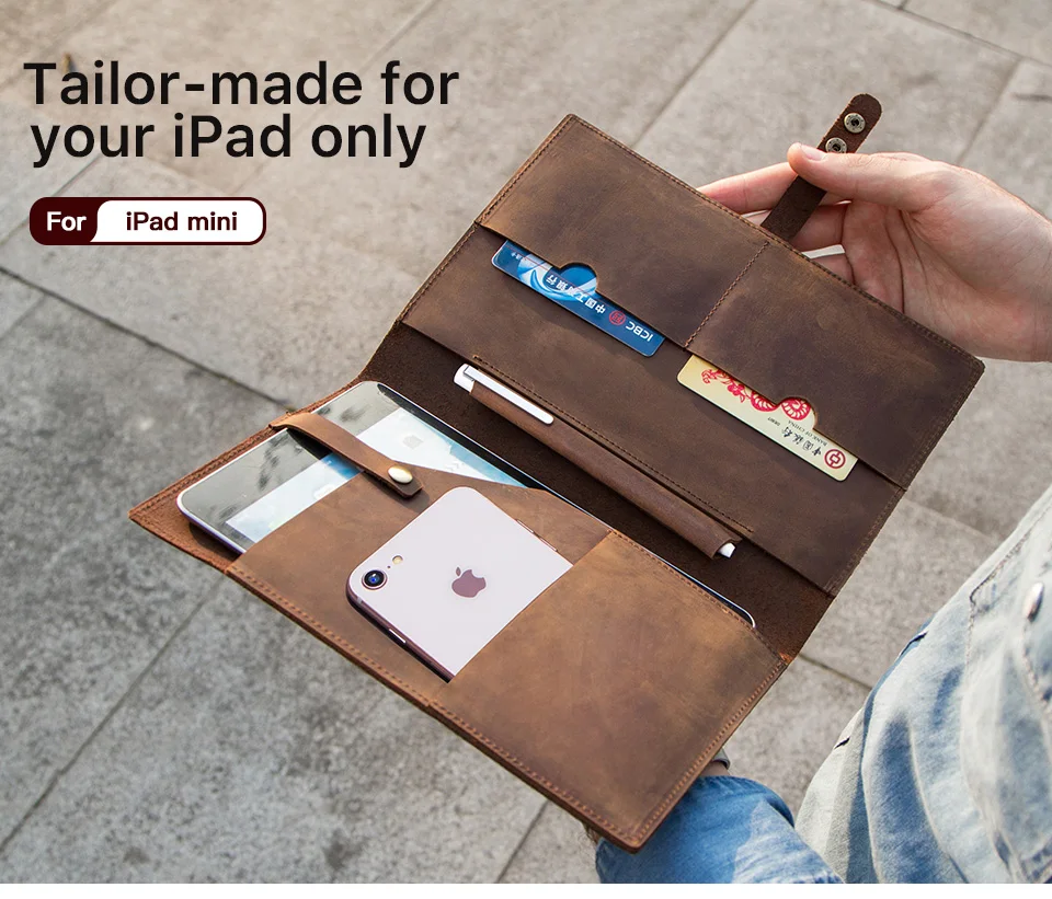 Tablet Sleeve Pouch Bag For Ipad Mini 2 3 4 5 Cowhide Leather Case Cover For Ipad Mini 7 9 Inch With Card Holder Notebook Pocket Tablets E Books Case Aliexpress