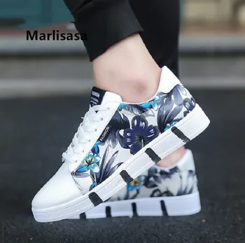 

Mannen Schoenen Men Casual High Quality Floral Blue Shoes Man Fashion Plus Size Anti Skid Shoes Male Street Lace Up Shoes G590