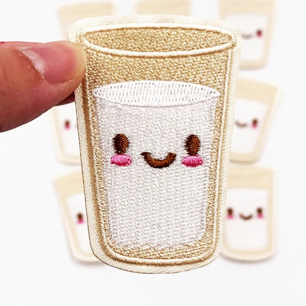 Buy 10PCS Milk cup embroidered patches for clothing