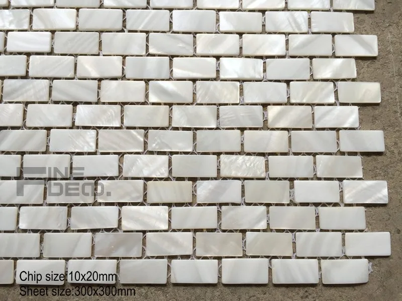 FD1101 brick pattern pure white color freshwater shell mosaic 10