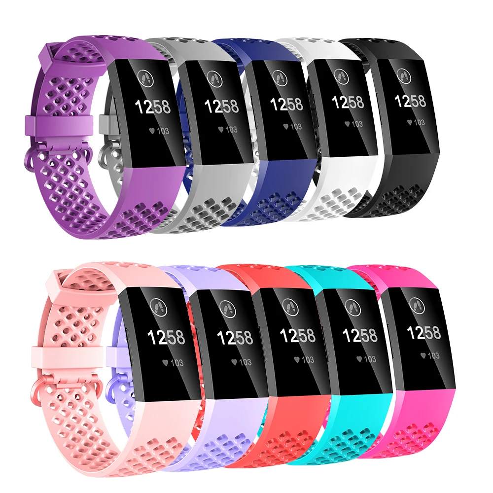 Honecumi For Fitbit 3 Band Soft Bands Replacement Wrist Strap For Fitbit Charge 3 Smart Watch TPU Bracelet Small Large Size  (2)